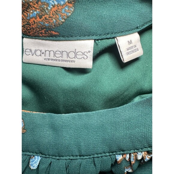 New York & Co‎ Eva Mendes Green Floral 3/4 Sheer Sleeve Dress Women's MEDIUM - Picture 7 of 12